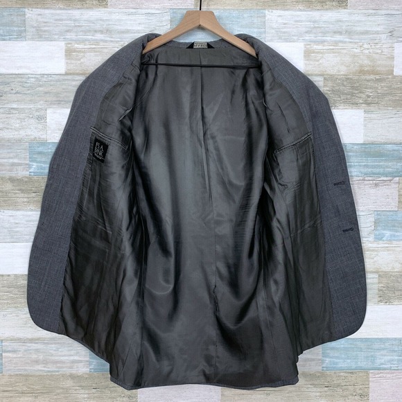 Jos A Bank Wool Sport Coat Jacket Gray Glen Check Two Button Mens 42L 42 Long - Picture 4 of 8